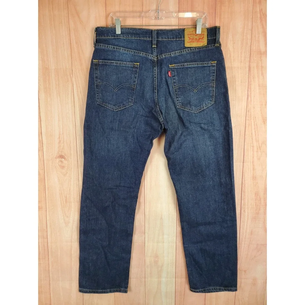 Levis 505 Mens Jeans Sz 34 X 30 Blue Denim Stretch Medium Wash Straight Leg